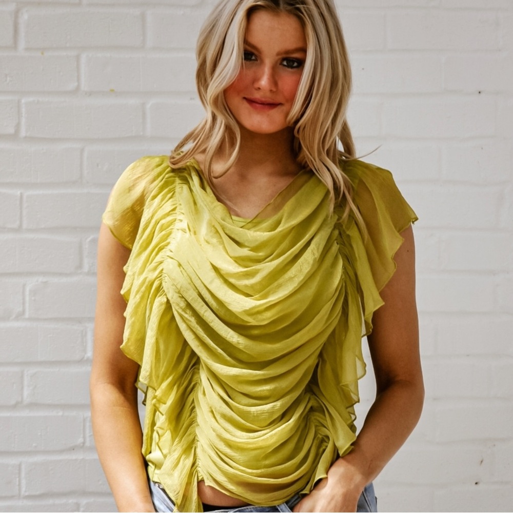 HANDMADE Ruched Ruffle Top!